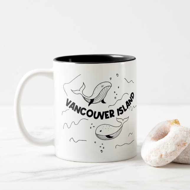 Caneca De Café Em Dois Tons Vancouver Island Canada Whales (Com Donut)
