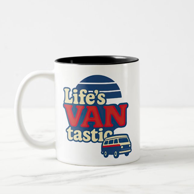 Caneca De Café Em Dois Tons VANtastic Red Cream Blue Edition (Esquerda)
