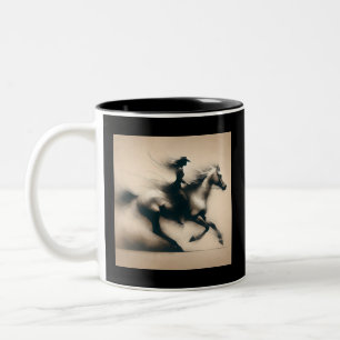 Caneca De Café Em Dois Tons Vaqueira Montando um Cavalo, Vaqueira Western