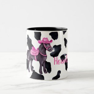 Caneca De Café Em Dois Tons Vaqueira Rosa Olá Cavalo