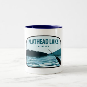 Caneca De Café Em Dois Tons Vara de Pesca do Lago Flathead Montana