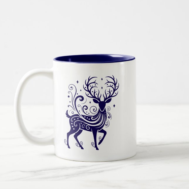 Caneca De Café Em Dois Tons Veado de Feriado (Esquerda)