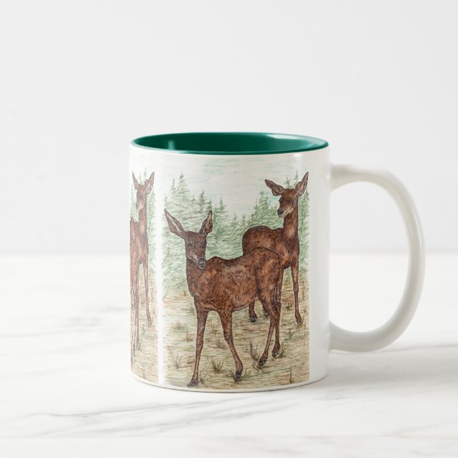 Caneca De Café Em Dois Tons Veado preto pequeno (Direita)