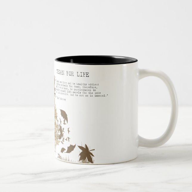 Caneca De Café Em Dois Tons Vegan - citações de Tolstoy (Direita)
