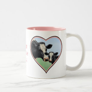 Caneca De Café Em Dois Tons Vegan de Coração Rosa de Holstein