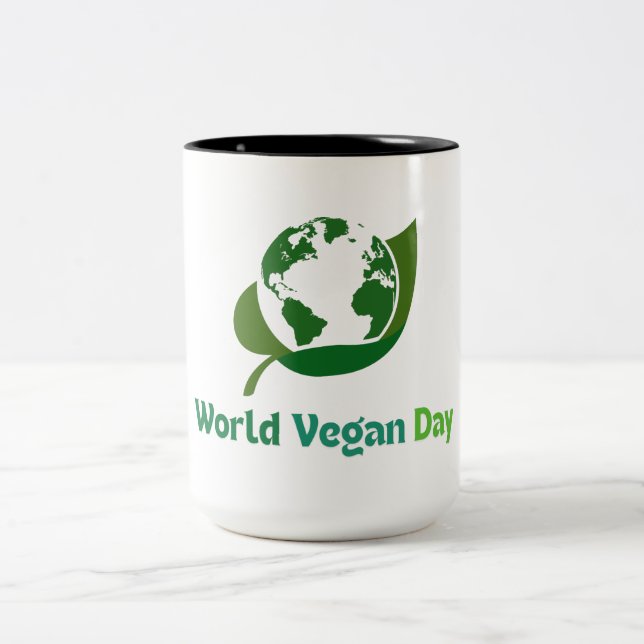 Caneca De Café Em Dois Tons vegans day (Centro)