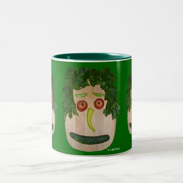 Caneca De Café Em Dois Tons Veggie Face (Centro)