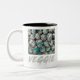 Caneca De Café Em Dois Tons Veggie Vintage - Presente Vegetariano