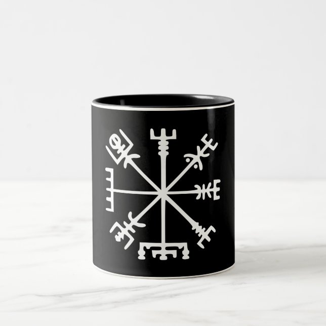 Caneca De Café Em Dois Tons Vegvísir (compasso de Viking) (Centro)