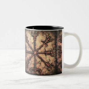 Caneca De Café Em Dois Tons Vegvisir, Viking Rune, Rune feitiço