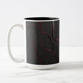 Caneca De Café Em Dois Tons Veias Negras e Vermelhas