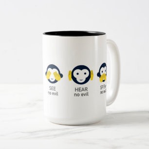 Caneca De Café Em Dois Tons Veja Ouvir falar sem macaco Mau