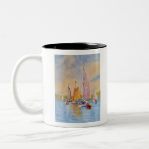 Caneca De Café Em Dois Tons vela do pôr do sol