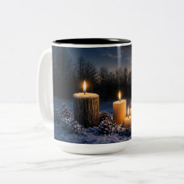 Caneca De Café Em Dois Tons Velas Inspiradas no Solstício na Neve