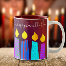 Velas Menorá Vermelhas Feliz Hanukkah Script Negri