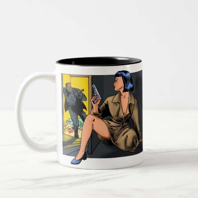 Caneca De Café Em Dois Tons Velda: Menina Detetive Cafeteira (Esquerda)