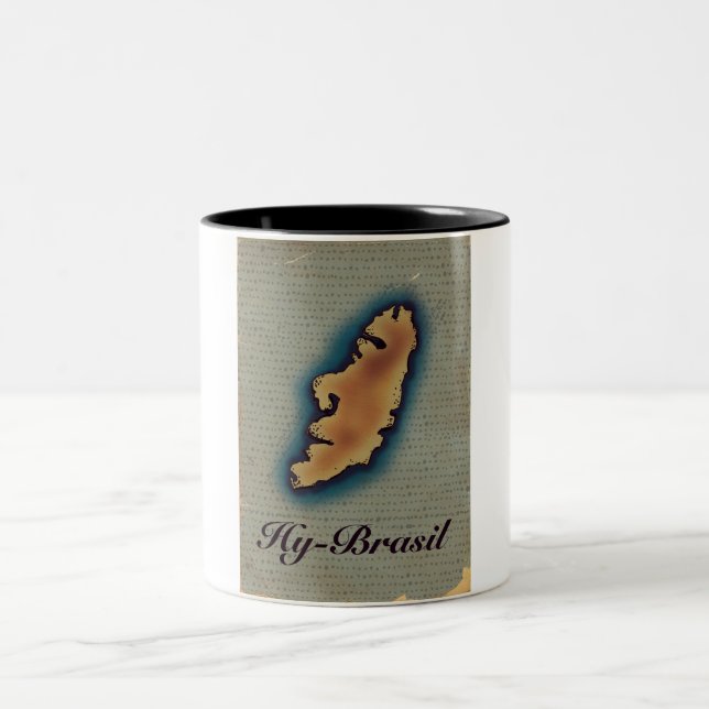 Caneca De Café Em Dois Tons Velho Mapa Mitológico Hy-Brasil (Centro)