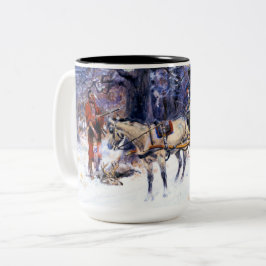 Caneca De Café Em Dois Tons Velho Natal em Nova Inglaterra (por Charles Russel