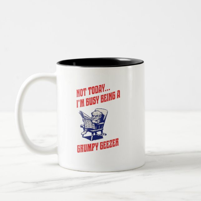 Caneca De Café Em Dois Tons Velho Resmungão Ocupado (Esquerda)