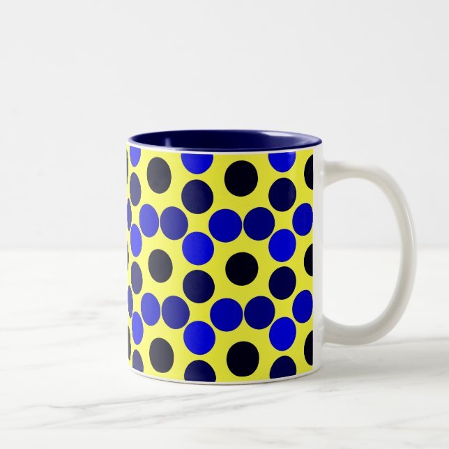 Caneca De Café Em Dois Tons Vendo pontos pretos e azuis (Direita)