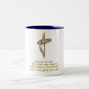 Caneca De Café Em Dois Tons Venha a mim todos vocês que são