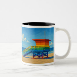 Caneca De Café Em Dois Tons Venice Beach Rainbow Lifeguard Stand