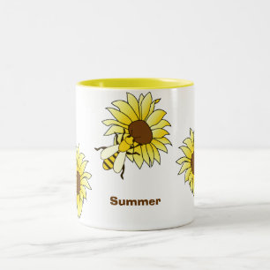 Caneca De Café Em Dois Tons Verão do período das abelhas & dos girassóis