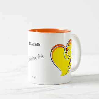 Caneca De Café Em Dois Tons Verão em Amor-Sol & Coração de Praia-Nome Personal