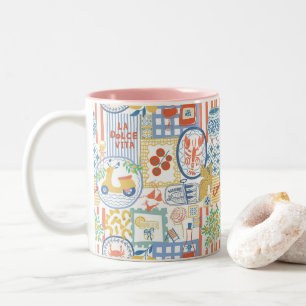 Caneca De Café Em Dois Tons Verão Italiano Limões Mediterrâneos La Dolce Vita