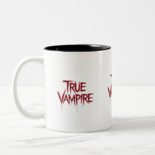 Caneca De Café Em Dois Tons Verdadeiro Design de texto de Sangue Gótico Vampir