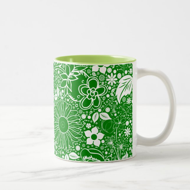 Caneca De Café Em Dois Tons Verde Beleza Botânica (Direita)