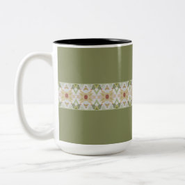 Caneca De Café Em Dois Tons Verde com detalhes estampados