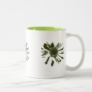 Caneca De Café Em Dois Tons Verde limão Gerbera Flowers