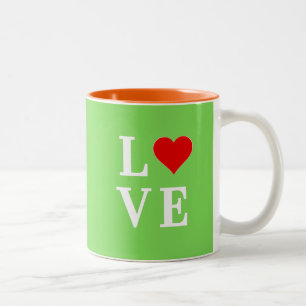 Caneca De Café Em Dois Tons Verde limão Na moda LOVE Modern