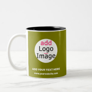 Caneca De Café Em Dois Tons Verde Oleícola Mínimo Personalizável do Chic Comer