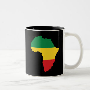 Caneca De Café Em Dois Tons Verde, ouro & bandeira vermelha de África