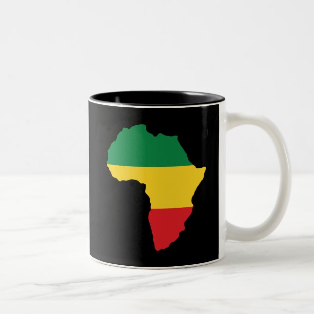 Caneca De Café Em Dois Tons Verde, ouro & bandeira vermelha de África (Direita)