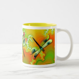 Caneca De Café Em Dois Tons Verdinhas E Fractais