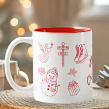 Vermelho Natal Alegre Desenho à Mão