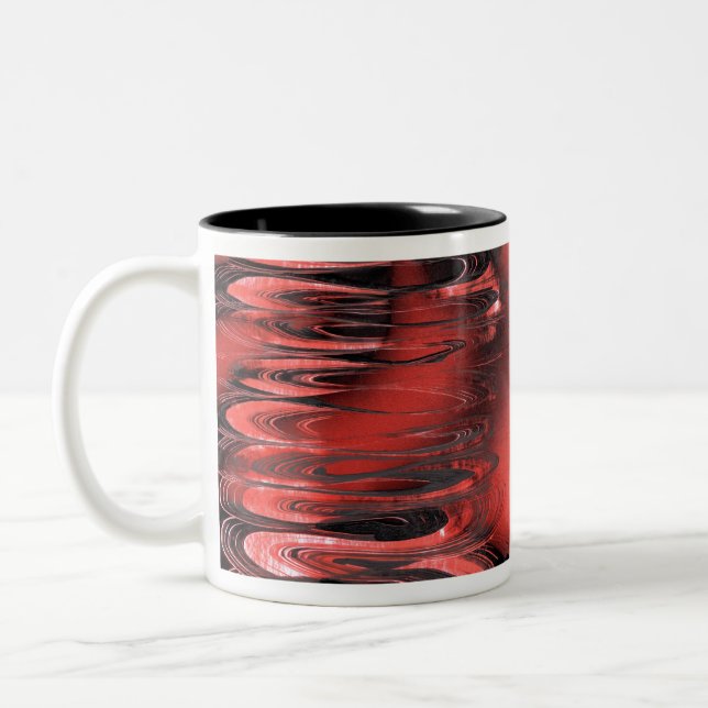 Caneca De Café Em Dois Tons Vermelho ondulado e tinta rosa (Esquerda)