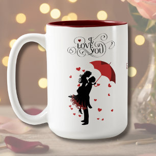 Caneca De Café Em Dois Tons Vermelho Romântico Eu Amo Você Alma Gêmea