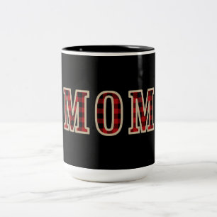 Caneca De Café Em Dois Tons Vermelho Rústico Preto Búfalo Quadrados de Xadrez
