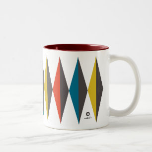 Caneca De Café Em Dois Tons VermelhoAzulAmareloTérmico Retroativo em Branco