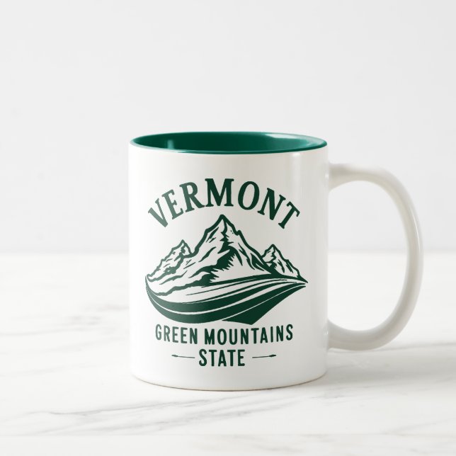 Caneca De Café Em Dois Tons Vermont O Estado da Montanha Verde (Direita)