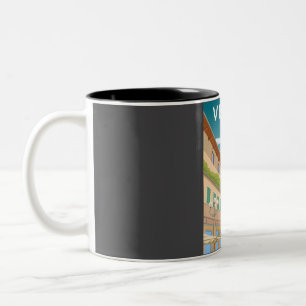 Caneca De Café Em Dois Tons Verona Itália Vintage Poster de viagens Retroativo