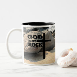 Caneca De Café Em Dois Tons Versículo Bíblico Deus é Minha Rocha Cruz Preta Cr
