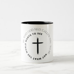 Caneca De Café Em Dois Tons Versículo Cristão Inspirador