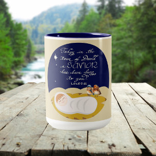 Caneca De Café Em Dois Tons Verso da Bíblia de Natal Luke Personalizado Modern