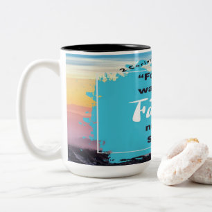 Caneca De Café Em Dois Tons Verso de Bíblia de Fé - 2 Corinthians 5-7