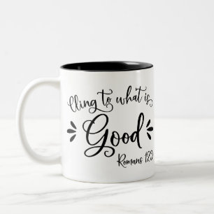 Caneca De Café Em Dois Tons Versos da Bíblia Inspiracional - Romanos 12:9